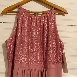Dusty Rose Shimmery Lace Homecoming Dress